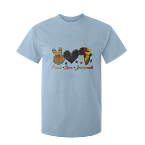 Peace Love Juneteenth T Shirt For Kid 1865 Heart Kente Peace Sign Africa Fist TS02 Light Blue Print Your Wear