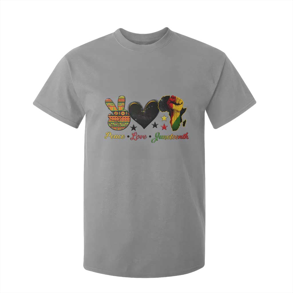 Peace Love Juneteenth T Shirt For Kid 1865 Heart Kente Peace Sign Africa Fist TS02 Sport Gray Print Your Wear