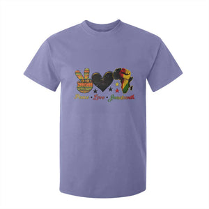 Peace Love Juneteenth T Shirt For Kid 1865 Heart Kente Peace Sign Africa Fist TS02 Violet Print Your Wear