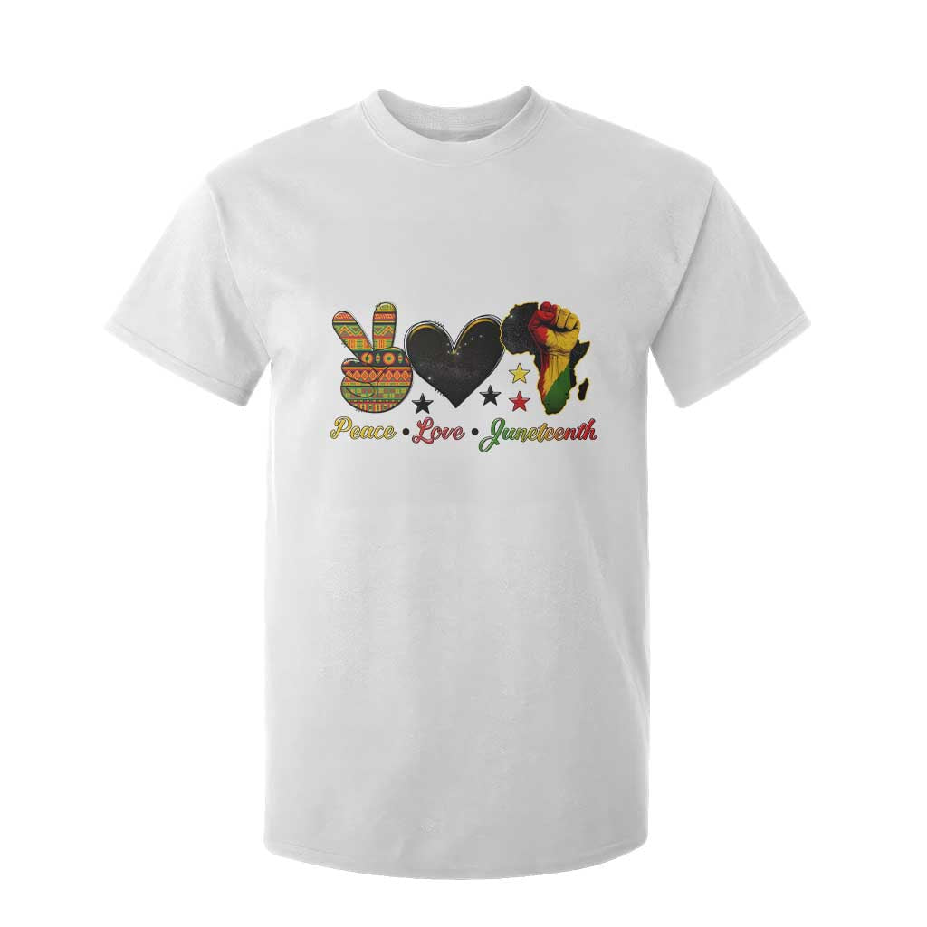 Peace Love Juneteenth T Shirt For Kid 1865 Heart Kente Peace Sign Africa Fist TS02 White Print Your Wear