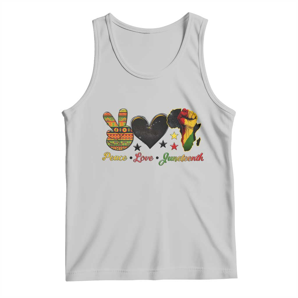Peace Love Juneteenth Tank Top 1865 Heart Kente Peace Sign Africa Fist TS02 Ash Print Your Wear