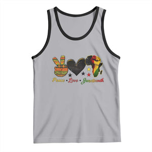 Peace Love Juneteenth Tank Top 1865 Heart Kente Peace Sign Africa Fist TS02 Athletic Heather Black Print Your Wear