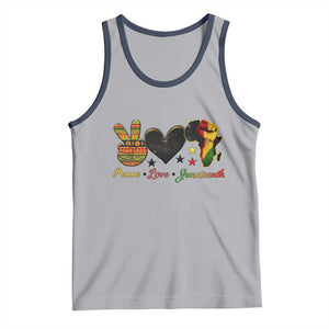 Peace Love Juneteenth Tank Top 1865 Heart Kente Peace Sign Africa Fist TS02 Athletic Heather Navy Print Your Wear