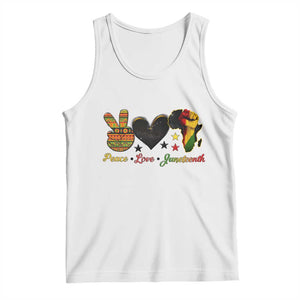 Peace Love Juneteenth Tank Top 1865 Heart Kente Peace Sign Africa Fist TS02 White Print Your Wear