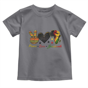 Peace Love Juneteenth Toddler T Shirt 1865 Heart Kente Peace Sign Africa Fist TS02 Charcoal Print Your Wear