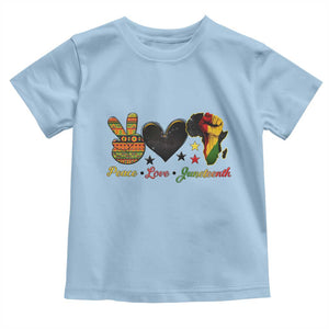 Peace Love Juneteenth Toddler T Shirt 1865 Heart Kente Peace Sign Africa Fist TS02 Light Blue Print Your Wear