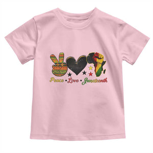 Peace Love Juneteenth Toddler T Shirt 1865 Heart Kente Peace Sign Africa Fist TS02 Light Pink Print Your Wear