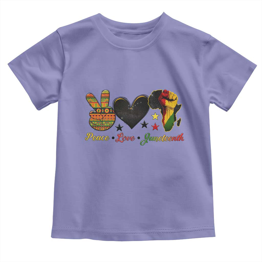 Peace Love Juneteenth Toddler T Shirt 1865 Heart Kente Peace Sign Africa Fist TS02 Violet Print Your Wear
