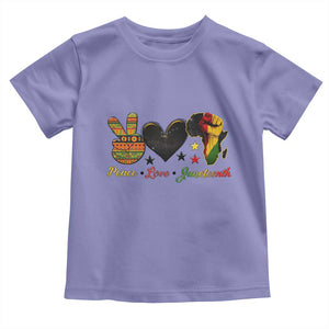 Peace Love Juneteenth Toddler T Shirt 1865 Heart Kente Peace Sign Africa Fist TS02 Violet Print Your Wear