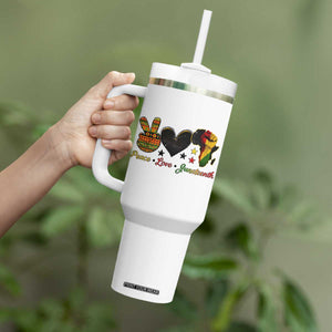 Peace Love Juneteenth Tumbler With Handle 1865 Heart Kente Peace Sign Africa Fist TS02 Print Your Wear