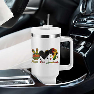 Peace Love Juneteenth Tumbler With Handle 1865 Heart Kente Peace Sign Africa Fist TS02 Print Your Wear