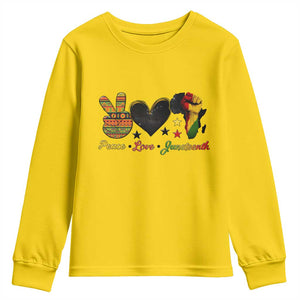 Peace Love Juneteenth Youth Sweatshirt 1865 Heart Kente Peace Sign Africa Fist TS02 Daisy Print Your Wear