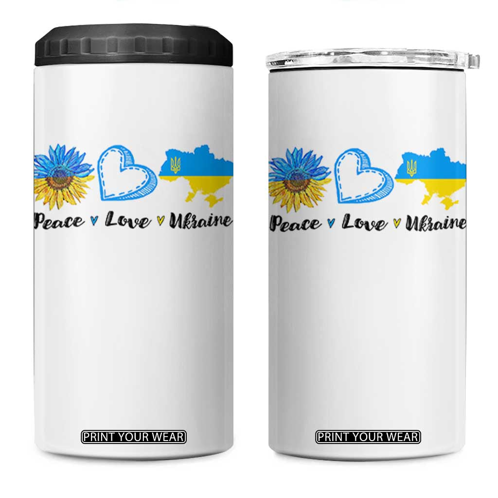 Peace Love Ukraine Sunflower Flag 4 in 1 Can Cooler Tumbler TS10 One Size: 16 oz White Print Your Wear
