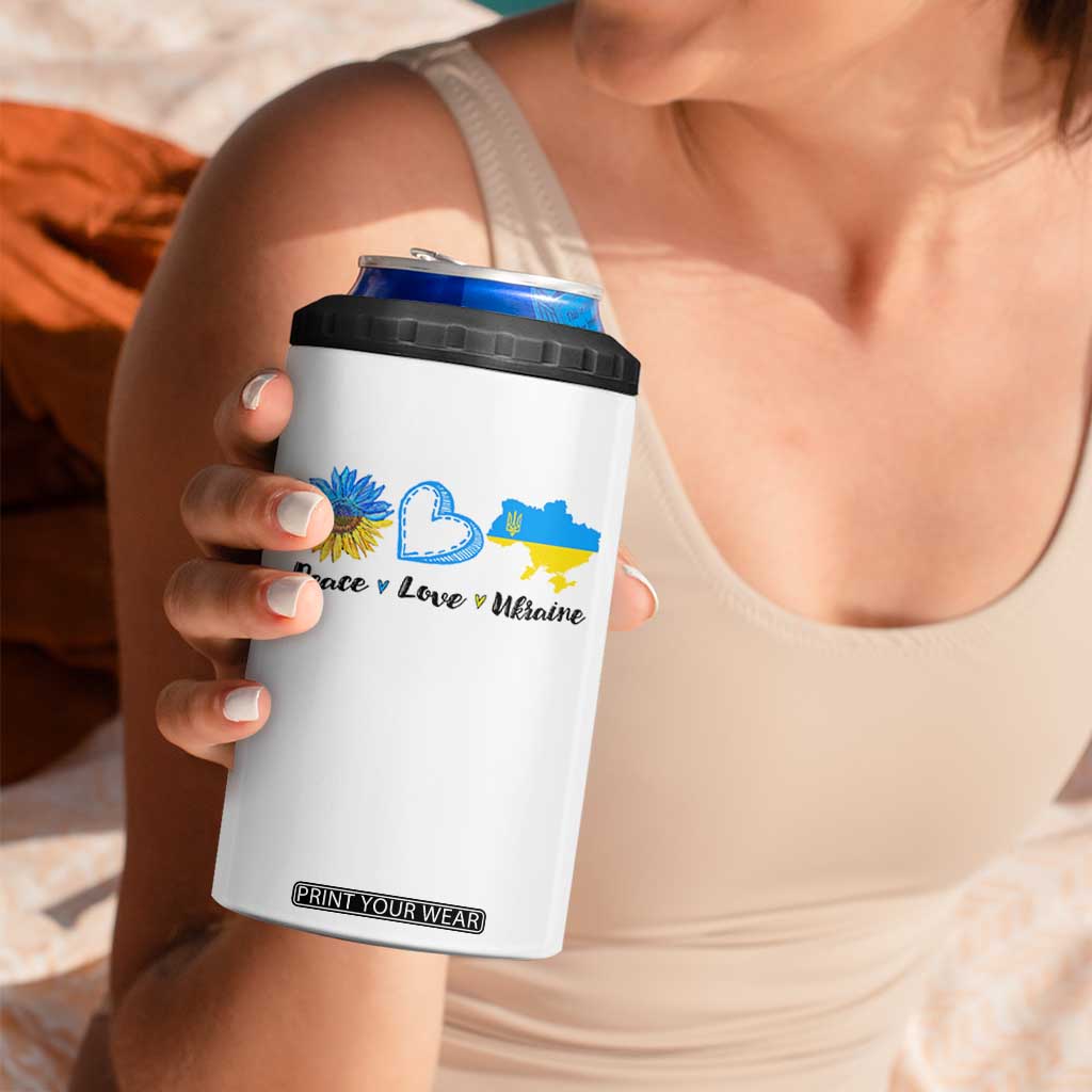 Peace Love Ukraine Sunflower Flag 4 in 1 Can Cooler Tumbler TS10 Print Your Wear