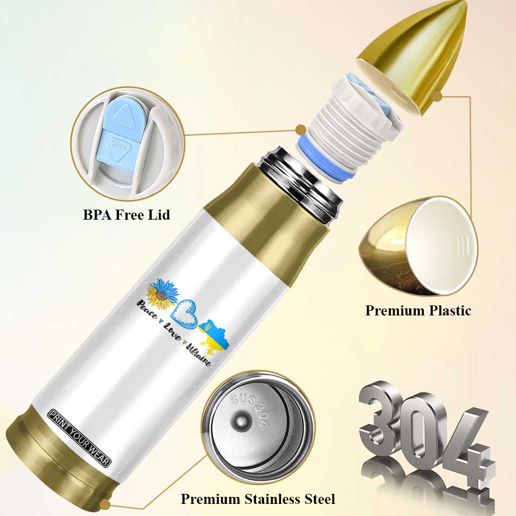 Peace Love Ukraine Sunflower Flag Bullet Tumbler TS10 Print Your Wear