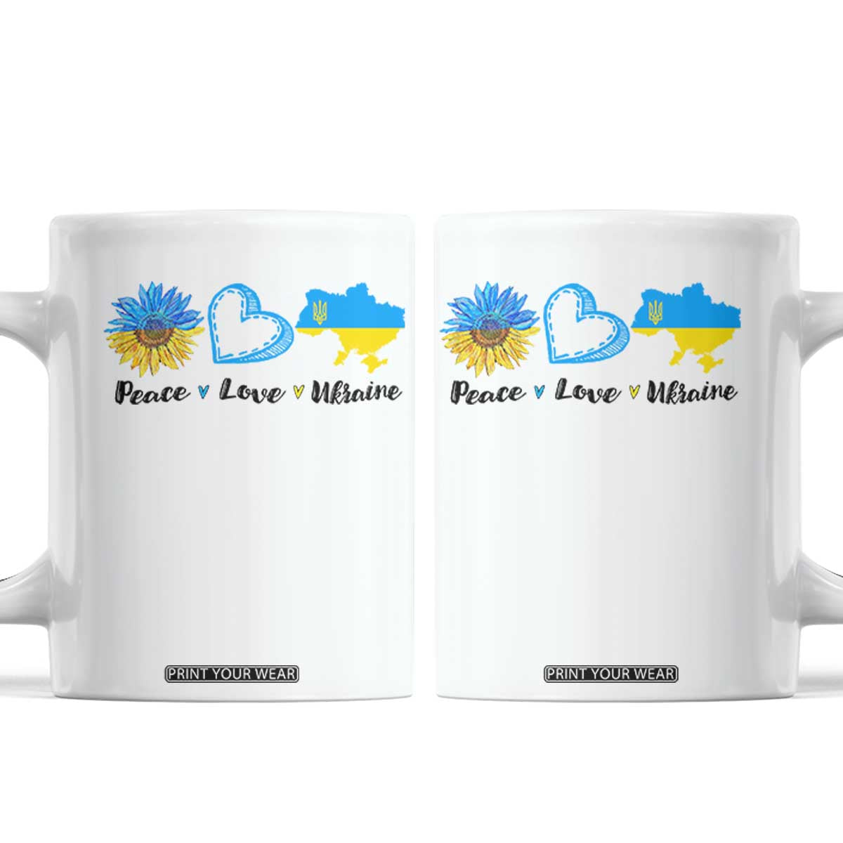 Peace Love Ukraine Sunflower Flag Coffee Mug TS10 White Print Your Wear