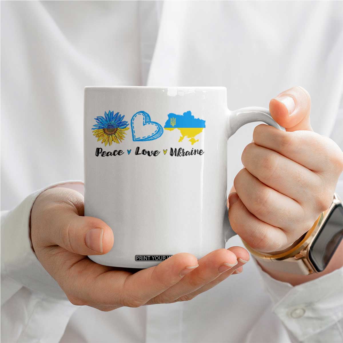 Peace Love Ukraine Sunflower Flag Coffee Mug TS10 Print Your Wear