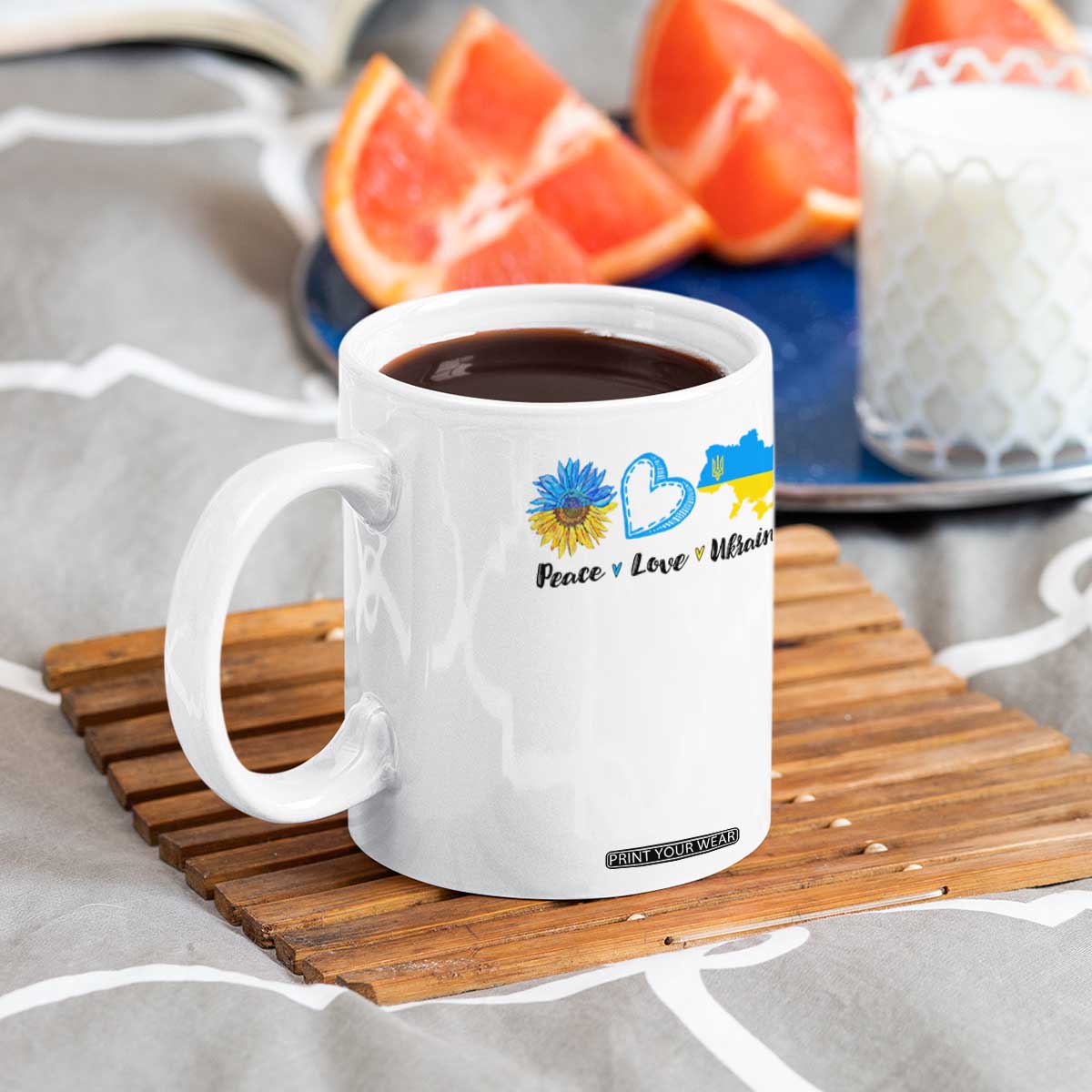 Peace Love Ukraine Sunflower Flag Coffee Mug TS10 Print Your Wear