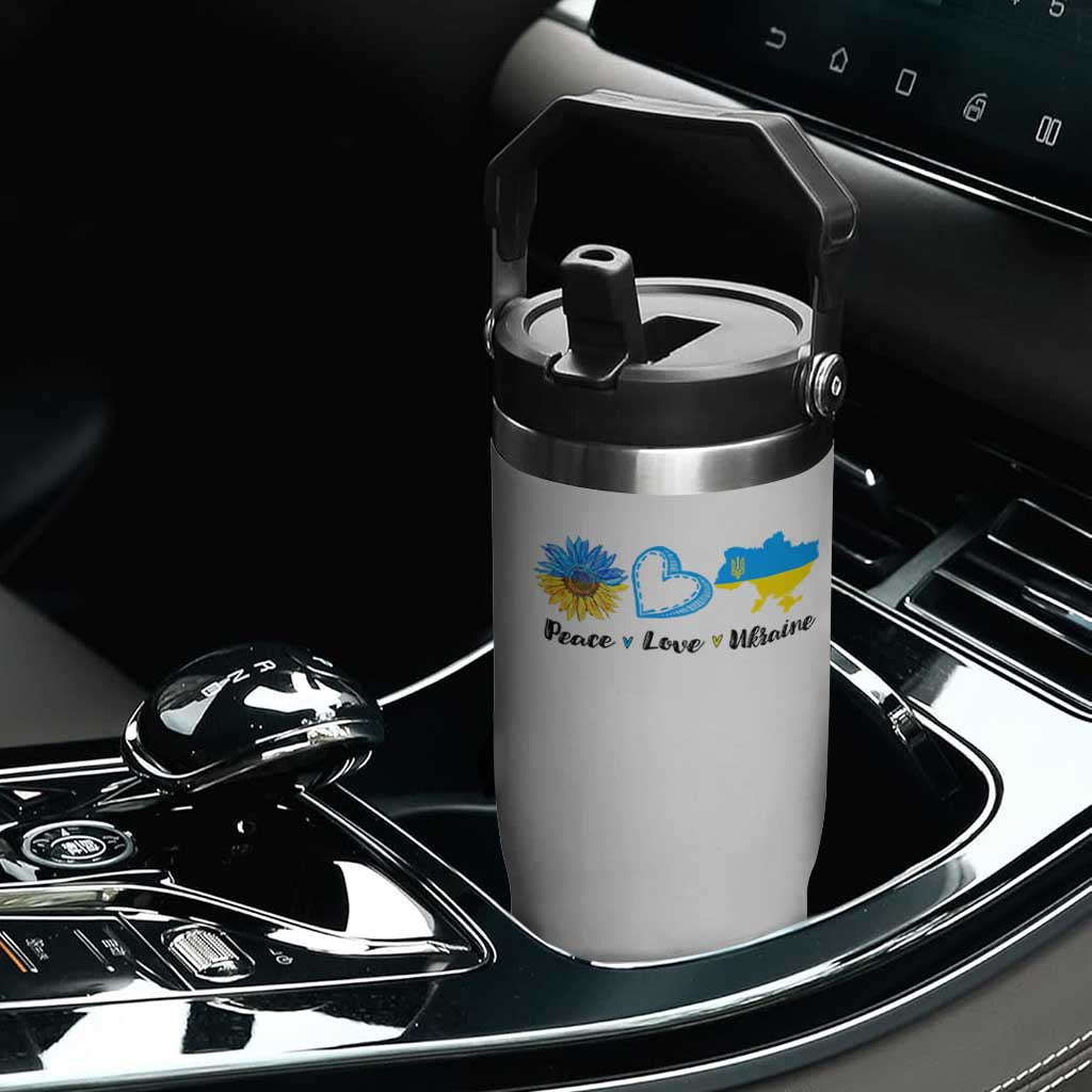 Peace Love Ukraine Sunflower Flag Flip Straw Tumbler TS10 Print Your Wear