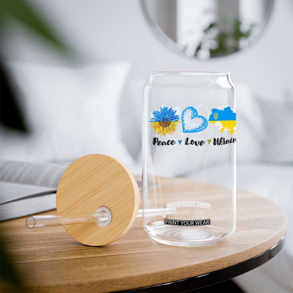 Peace Love Ukraine Sunflower Flag Glass Can TS10 Print Your Wear