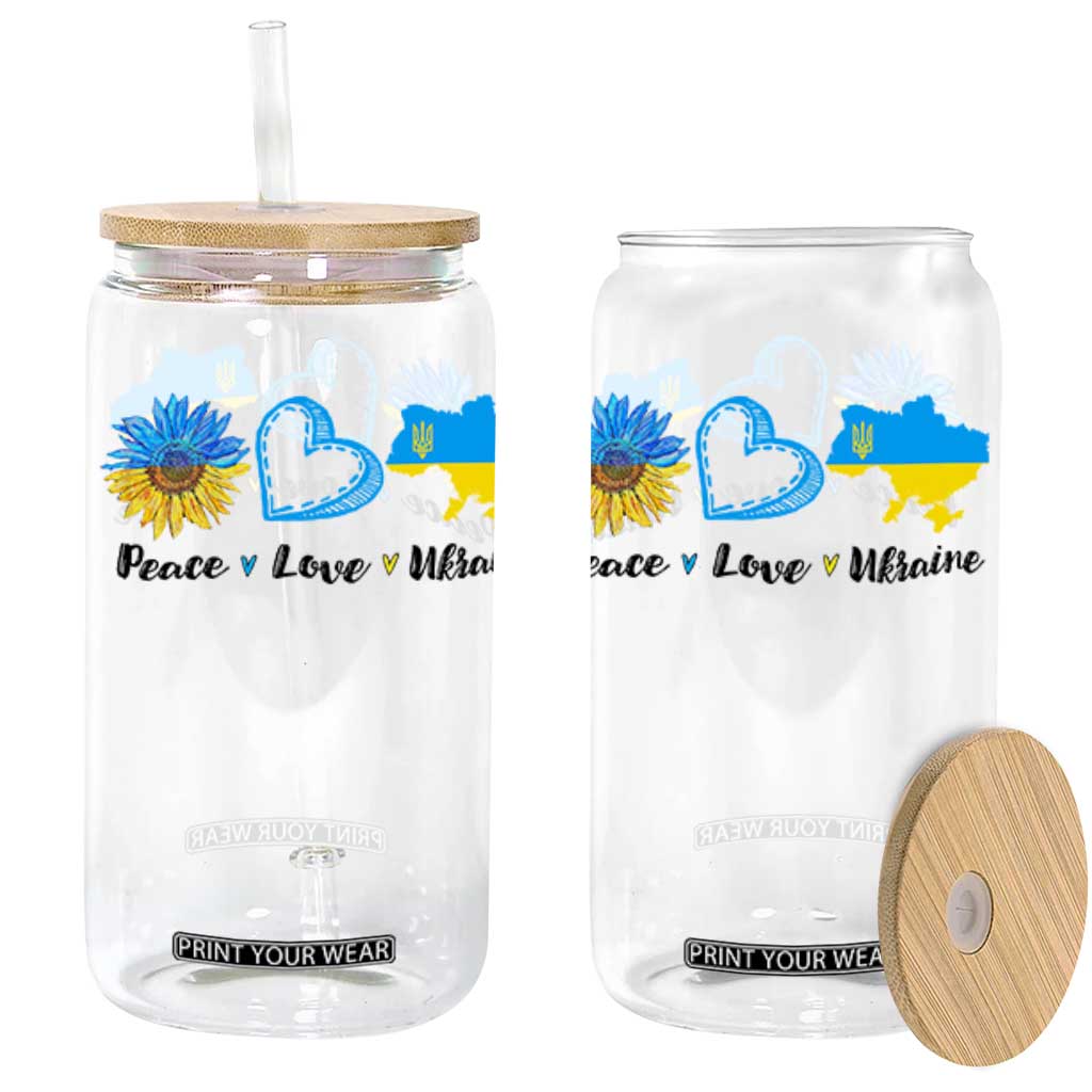 Peace Love Ukraine Sunflower Flag Glass Can TS10 White Print Your Wear