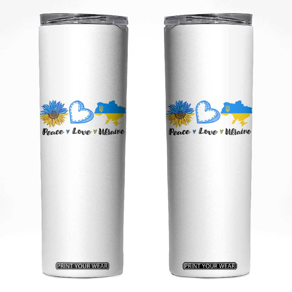 Peace Love Ukraine Sunflower Flag Skinny Tumbler TS10 White Print Your Wear