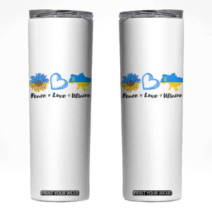 Peace Love Ukraine Sunflower Flag Skinny Tumbler TS10 White Print Your Wear