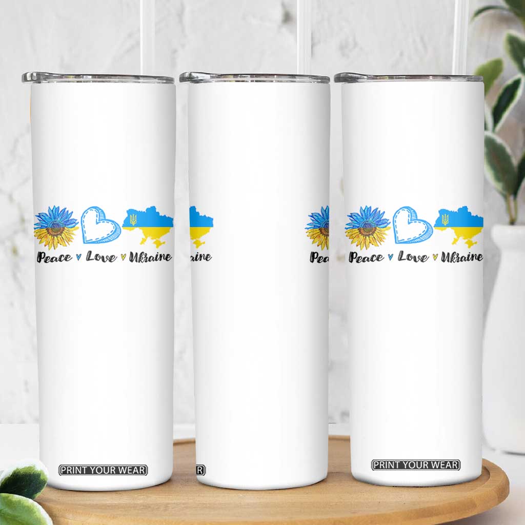 Peace Love Ukraine Sunflower Flag Skinny Tumbler TS10 Print Your Wear