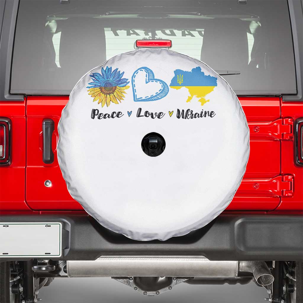 Peace Love Ukraine Sunflower Flag Spare Tire Cover TS10 White Print Your Wear