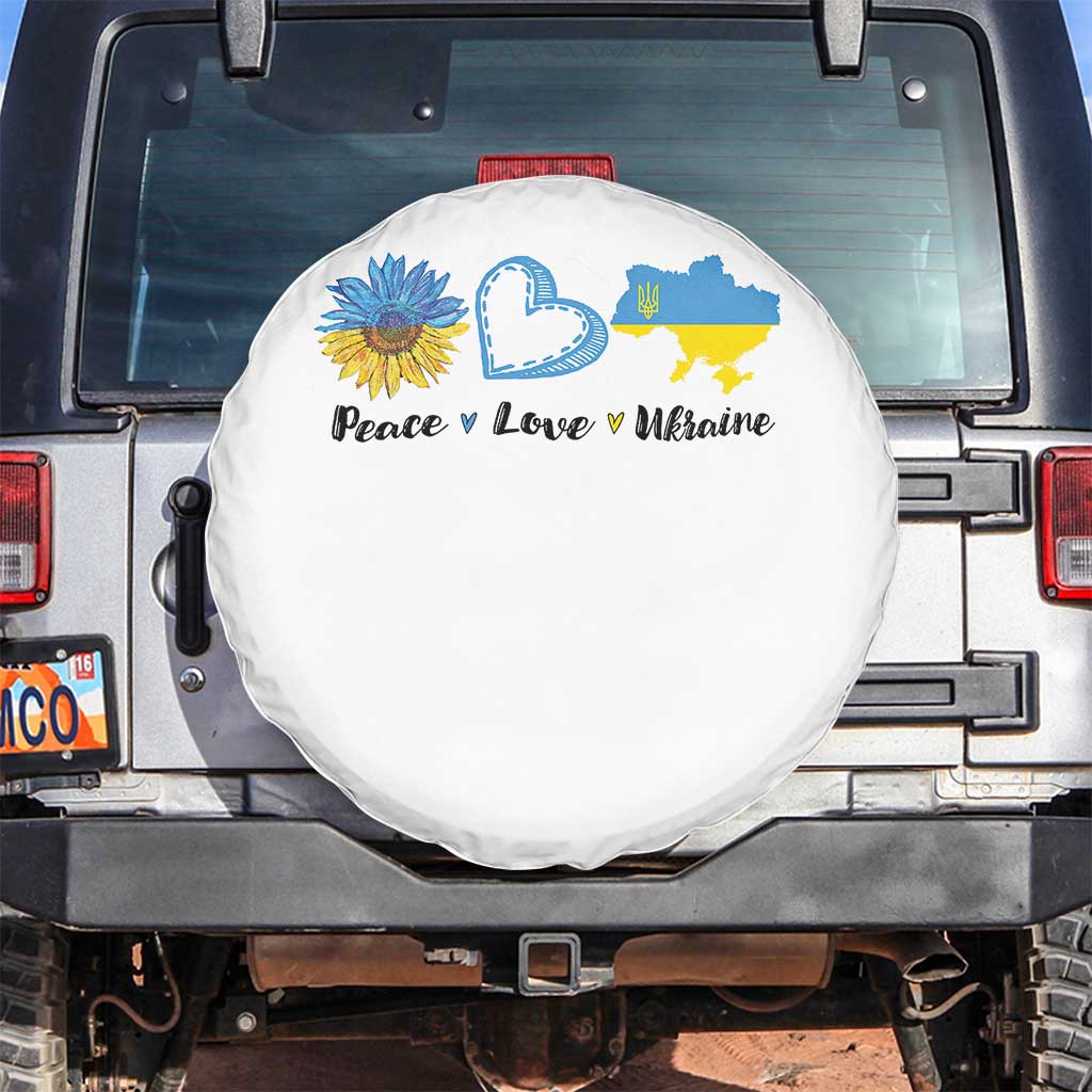 Peace Love Ukraine Sunflower Flag Spare Tire Cover TS10 No hole White Print Your Wear
