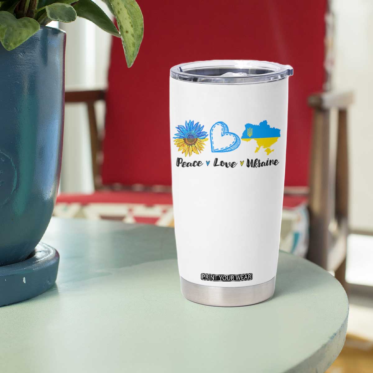 Peace Love Ukraine Sunflower Flag Tumbler Cup TS10 Print Your Wear