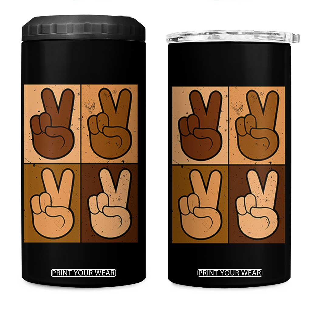 Peace Sign Equality for All 4 in 1 Can Cooler Tumbler Peace Out V Fingers Hand Equal Rights TS10 One Size: 16 oz Black Print Your Wear
