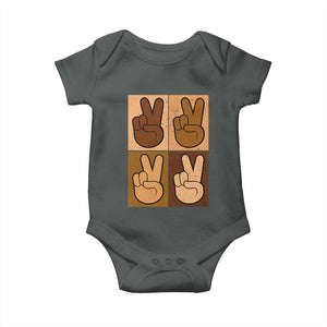 Peace Sign Equality for All Baby Onesie Peace Out V Fingers Hand Equal Rights TS10 Dark Heather Print Your Wear