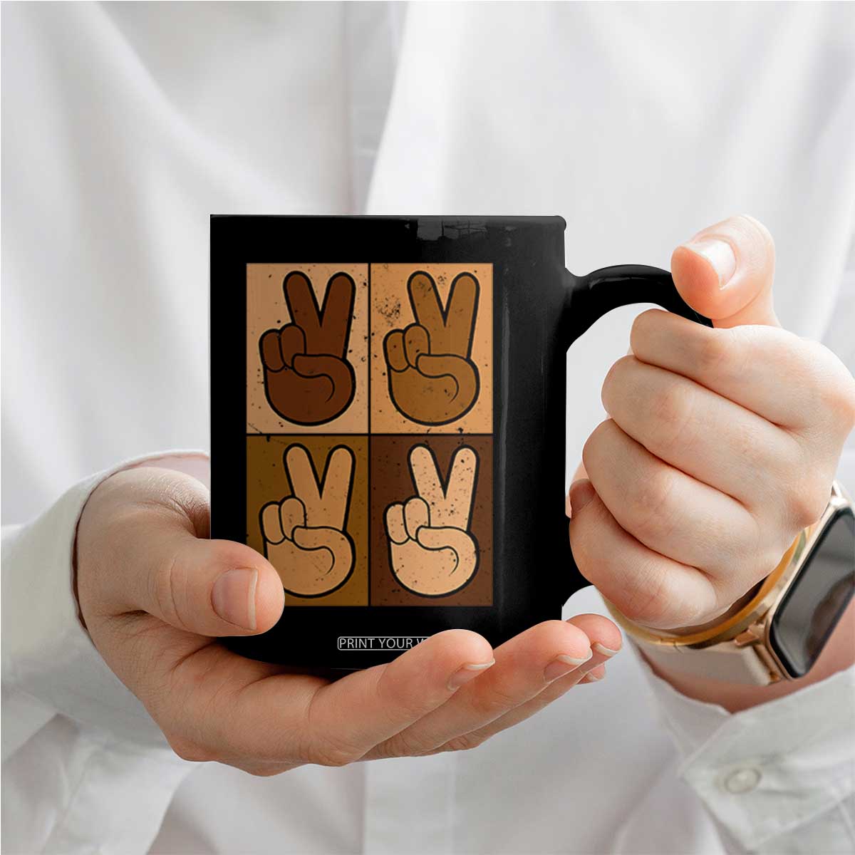 Peace Sign Equality for All Coffee Mug Peace Out V Fingers Hand Equal Rights TS10 Print Your Wear