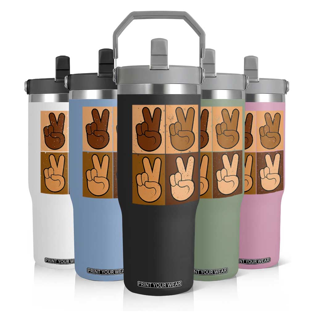 Peace Sign Equality for All Flip Straw Tumbler Peace Out V Fingers Hand Equal Rights TS10 Print Your Wear