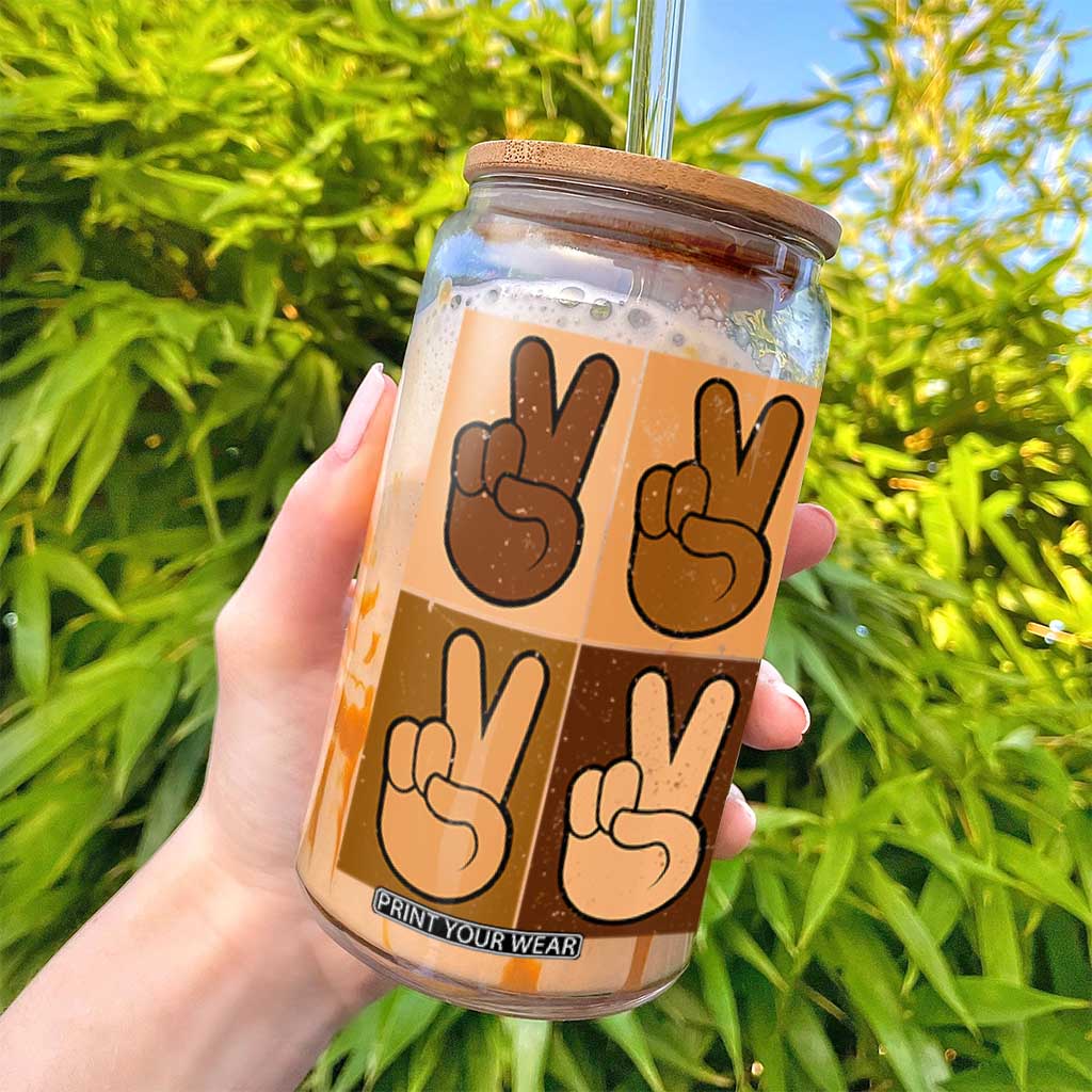 Peace Sign Equality for All Glass Can Peace Out V Fingers Hand Equal Rights TS10 Print Your Wear