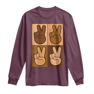 Peace Sign Equality for All Long Sleeve Shirt Peace Out V Fingers Hand Equal Rights TS10 Maroon Print Your Wear