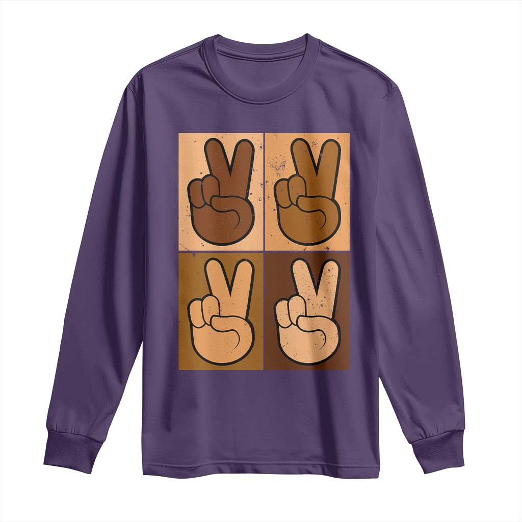 Peace Sign Equality for All Long Sleeve Shirt Peace Out V Fingers Hand Equal Rights TS10 Purple Print Your Wear