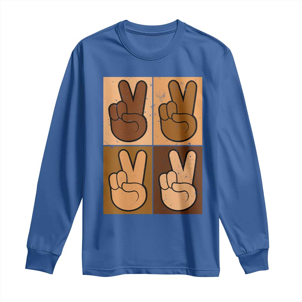 Peace Sign Equality for All Long Sleeve Shirt Peace Out V Fingers Hand Equal Rights TS10 Royal Blue Print Your Wear
