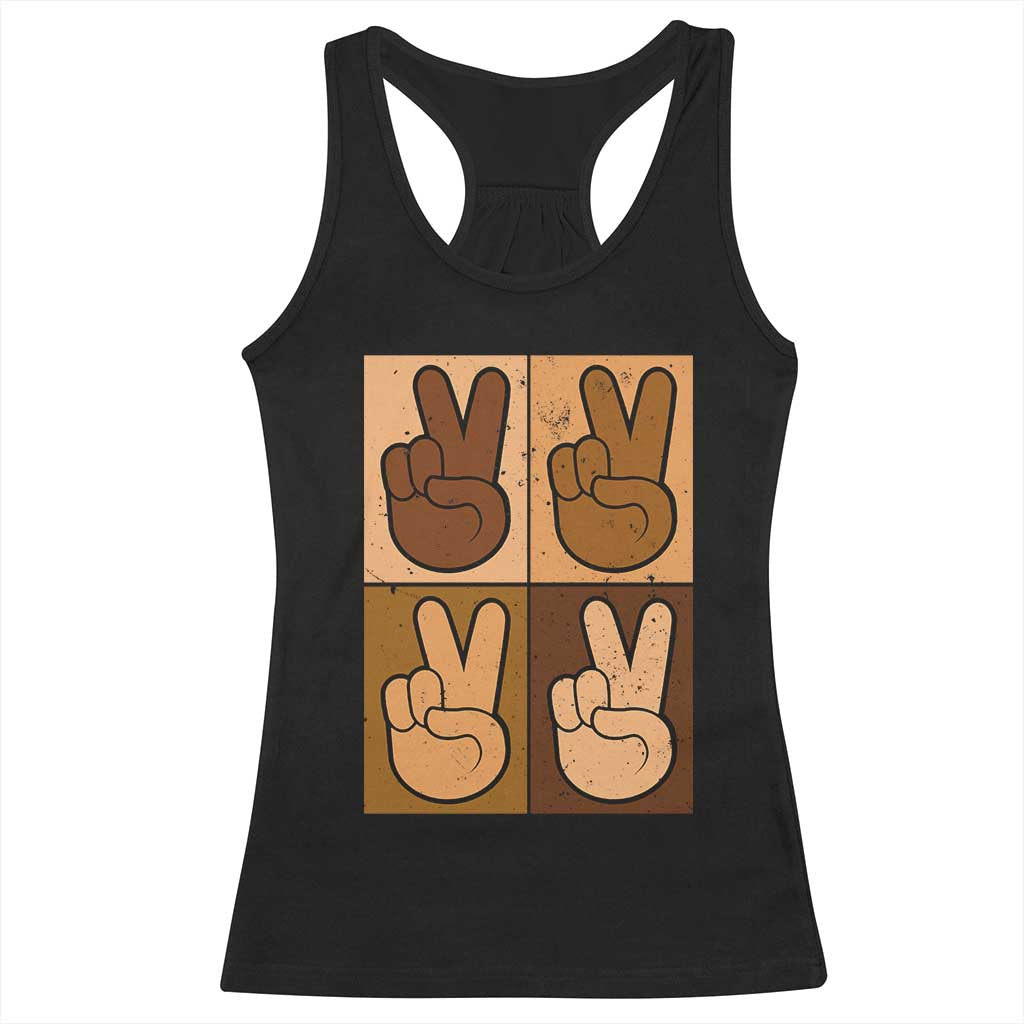 Peace Sign Equality for All Racerback Tank Top Peace Out V Fingers Hand Equal Rights TS10 Black Print Your Wear