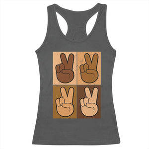Peace Sign Equality for All Racerback Tank Top Peace Out V Fingers Hand Equal Rights TS10 Dark Heather Print Your Wear