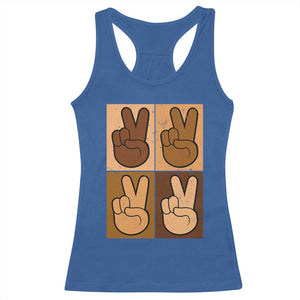 Peace Sign Equality for All Racerback Tank Top Peace Out V Fingers Hand Equal Rights TS10 Royal Blue Print Your Wear