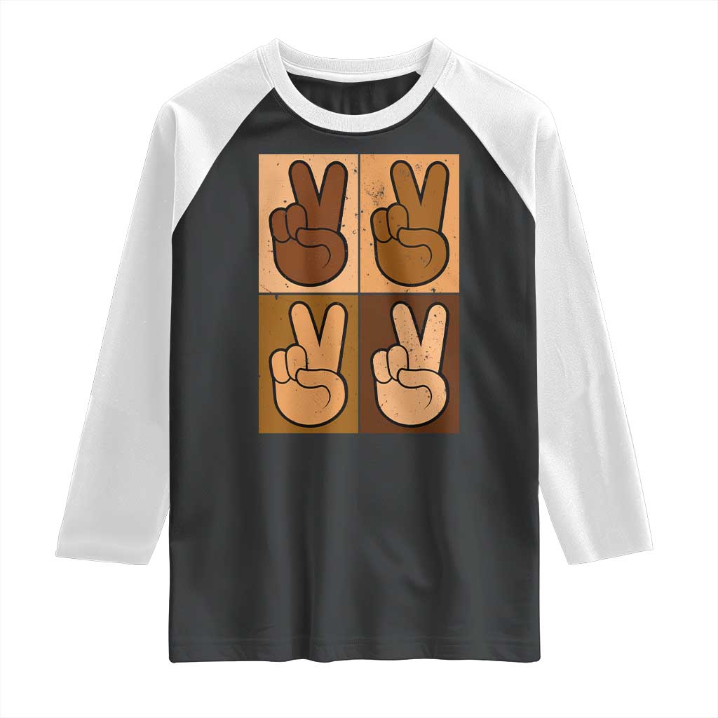 Peace Sign Equality for All Raglan Shirt Peace Out V Fingers Hand Equal Rights TS10 Black White Print Your Wear