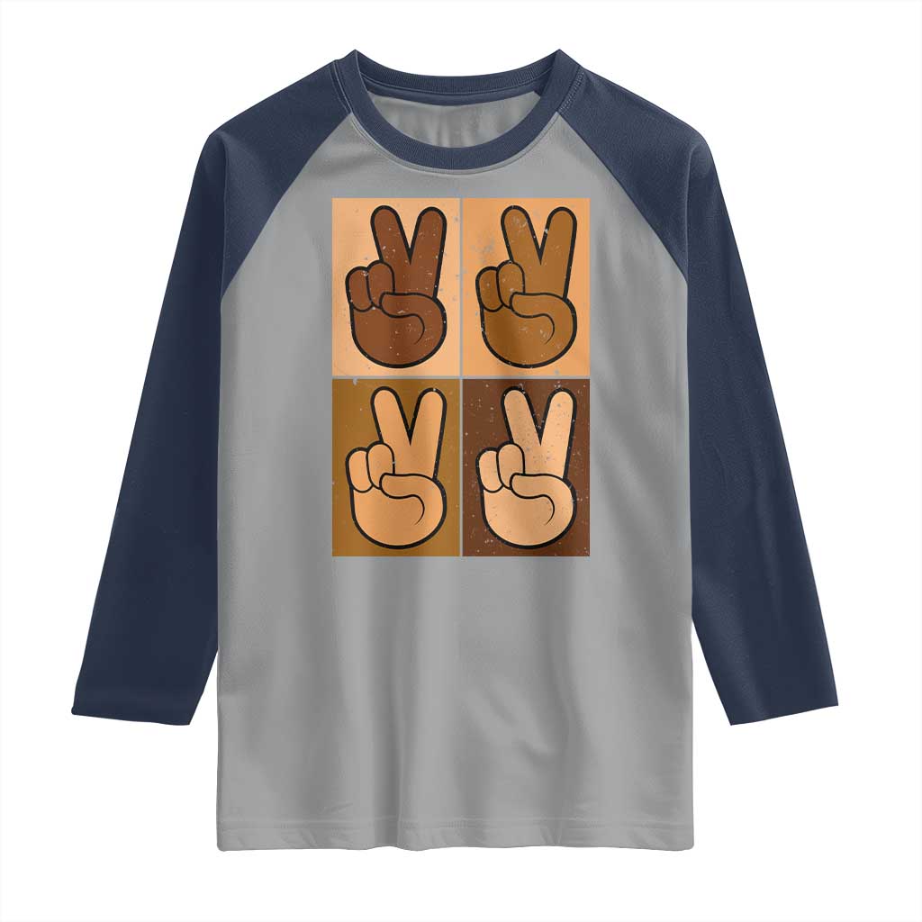 Peace Sign Equality for All Raglan Shirt Peace Out V Fingers Hand Equal Rights TS10 Sport Gray Navy Print Your Wear
