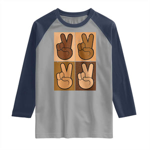Peace Sign Equality for All Raglan Shirt Peace Out V Fingers Hand Equal Rights TS10 Sport Gray Navy Print Your Wear