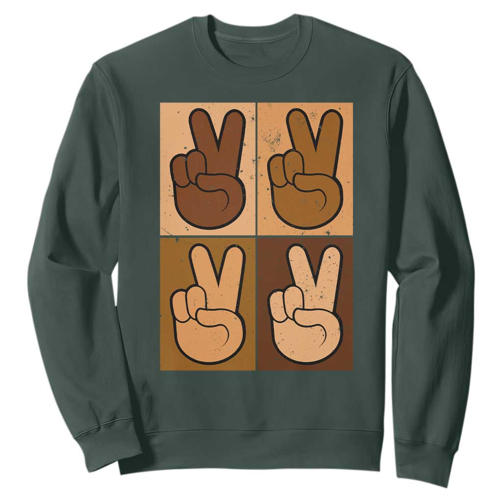 Peace Sign Equality for All Sweatshirt Peace Out V Fingers Hand Equal Rights TS10 Dark Forest Green Print Your Wear