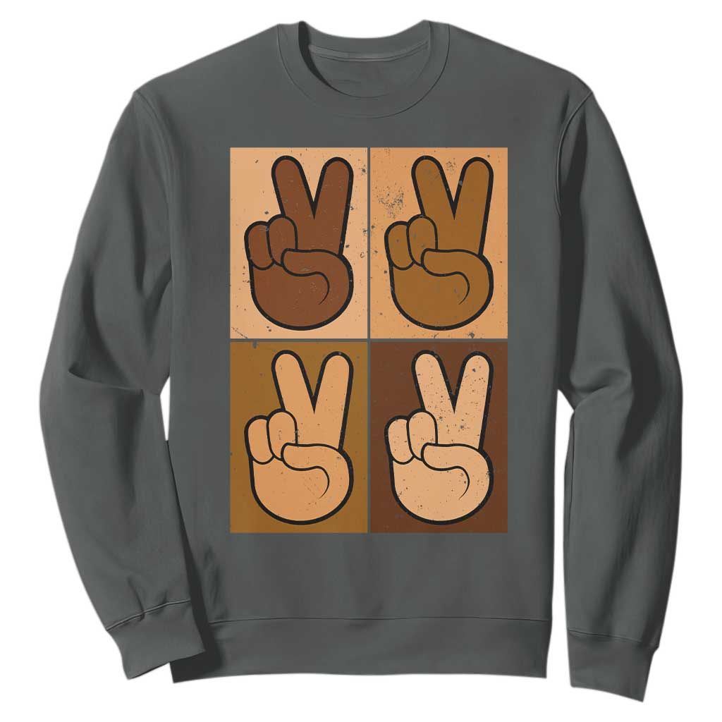 Peace Sign Equality for All Sweatshirt Peace Out V Fingers Hand Equal Rights TS10 Dark Heather Print Your Wear