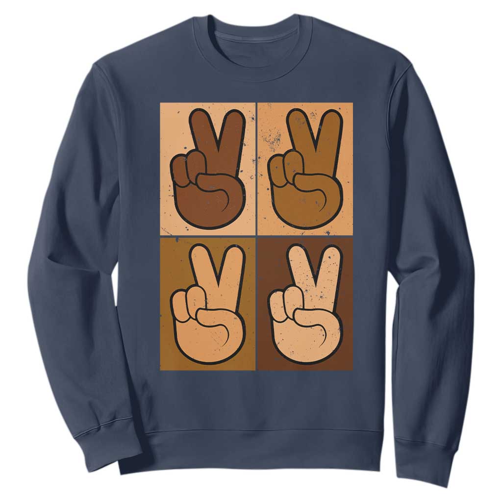 Peace Sign Equality for All Sweatshirt Peace Out V Fingers Hand Equal Rights TS10 Navy Print Your Wear