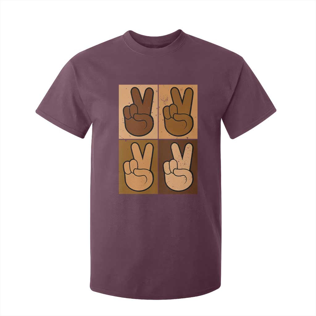 Peace Sign Equality for All T Shirt For Kid Peace Out V Fingers Hand Equal Rights TS10 Maroon Print Your Wear