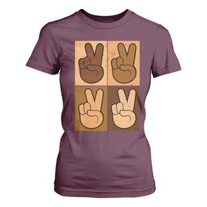 Peace Sign Equality for All T Shirt For Women Peace Out V Fingers Hand Equal Rights TS10 Maroon Print Your Wear
